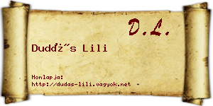 Dudás Lili névjegykártya